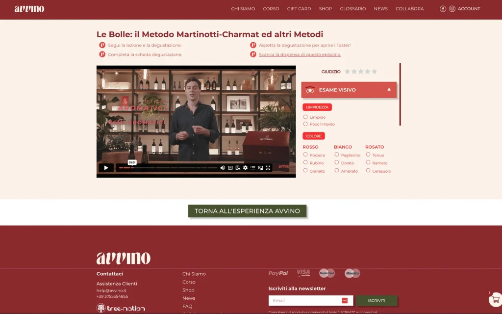 Avvino-ecommerce-pagina-video-corso-sinapps-web-agency-monza